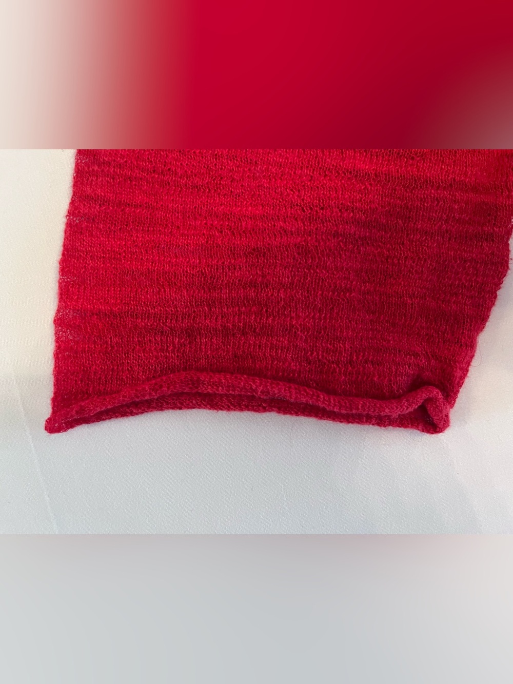 Jones New York Sheer Red Tie-Front Crop Cardigan Knit Top M - Picture 4 of 7